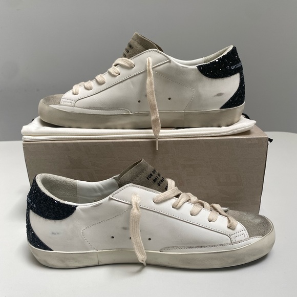 Golden Goose Superstar Sneaker White Leather/Taupe/Black/Mauve Glitter sz 40 NIB - Picture 6 of 12